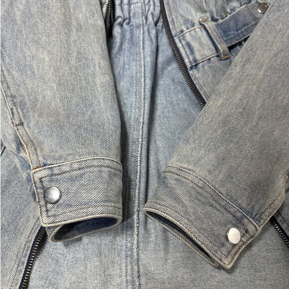 Whiteroom + Cactus Denim Long Sleeve Full Zip Mini Dress Light Wash Blue Size M - Picture 16 of 16